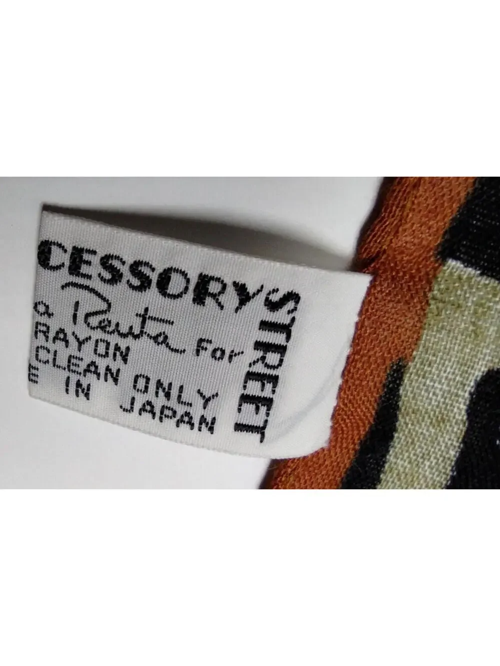 Oscar de la Renta Vintage Rayon Scarf Geometric Zebra Bohemian Black Brown Tan